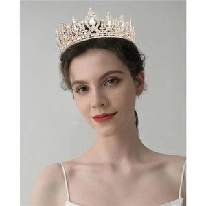 Golden Crystal Queen Crown - Elegant Women's Headpiece